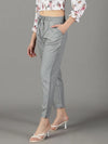 Women's Grey Solid Cigarette Trouser-AL-001-Grey