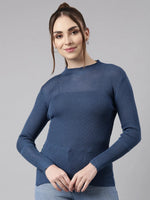 Women Blue Solid Fitted Top-TG-A-160-Blue