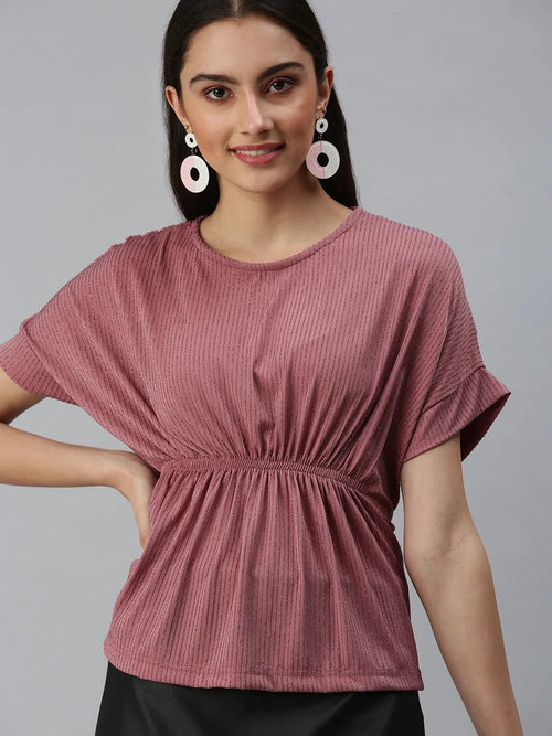 Women Mauve Solid Kaftan Top-AE-10178-Mauve