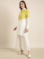 Women Off White Dyed Tunic & Palazzos Set-ON-739-Offwhite