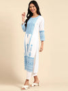 Women's White Printed Kurta Set-AP-012-White