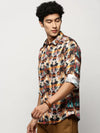 Men Black Printed Shirt-PRISM-M204-1613-Black