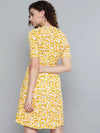 Yellow Ditsy Floral Wrap Skater Dress