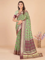 Saree Mall Women's Dola  Light Green Woven Design Designer Saree With Blouse Piece-UNVRSE39B