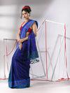 Blue Patli-Pallu Cotton Saree With Zari Stripes Design-MA55CT06520026