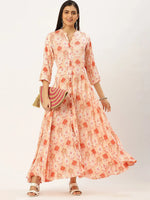 Women's Pink Printed Anarkali Kurtas-AT-A236-LG-Pink