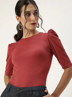 Veni Vidi Vici Rosewood Puff Sleeve Top