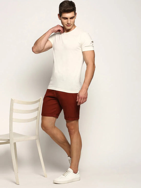 Men Rust Solid Shorts-ORBIT-2-Rust