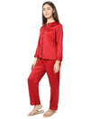 Smarty Pants Women's Silk Satin Maroon Color Night Suit