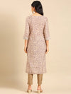 Women's Beige Printed Straight Kurta-AT-A-625-Beige