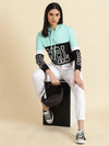 Women's Sea Green Colourblock Sweatshirt-AF-1751-Seagreen