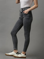 Women's Grey Solid Skinny Fit Denim Jeans-GZ-5292-2-Grey