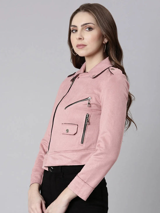 Women Pink Solid Tailored Jacket-CHN-953-Pink