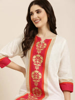 Women Cream Printed Straight Kurta-ON-0020-Cream