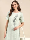 Women's Sea Green Solid Straight Kurta-SKC-939-Seagreen