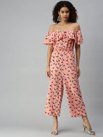 Women's Pink Geometrical Jumpsuit-AE-9925-Peach