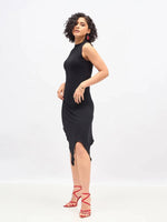 Women Black Asymmetric Back Cut-Out Dress