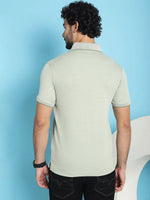 Venitian Men All Over Printed Olive Premium Cotton Polo Neck T-shirt