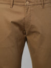 Genips Men's Brown Cotton Stretch Caribbean Slim Fit Solid Trousers