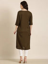 Women Olive Solid Straight Kurta-NJ-3622212-Olive