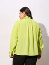 Women Lime Green Front Twisted Detail Top