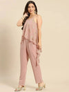 Asymmetric drape jumpsuit in Powder Pink