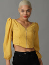 Women's Yellow Printed Top-AE-10549-Yellow