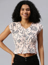 Women's Peach Tropical Top-AE-10212-Peachnavyblue