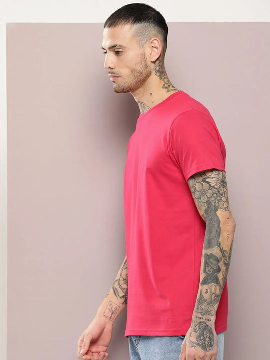 Dillinger Men's Dark Pink Plain T-Shirt