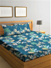 Home Sizzler 144TC Microfibre Blue Double Bedsheet With 2 King Size Pillow Covers-HSDBS004089