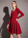 Short Flare Dress with cut-out back in Red Color