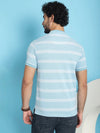 Venitian Men Henley Neck Striped Cotton Blue T-Shirt