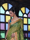 Mahendi Green Cotton Saree With Zari Borders-MA64BCT401190045