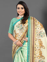 Saree Mall Women's  Blend Beige Printed Designer Saree With Blouse Piece-AFREN107