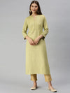 Women's Lime Green Solid Straight Kurta-UB-2040-Limegreen