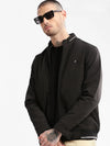 Men Mock Collar Black Solid Bomber Jacket-ZD-3405-Black