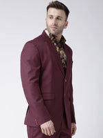 Hangup Men Standard Solid Men Formalwear-WineBlazer