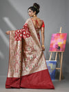 Dark Red Silk Banarasi Saree With Meenakari Designs-MA52BSL44880087