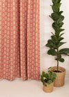 Dahlia 100% cotton floral curtain for living room - Room darkening - Rust - Pack of 1-230421015