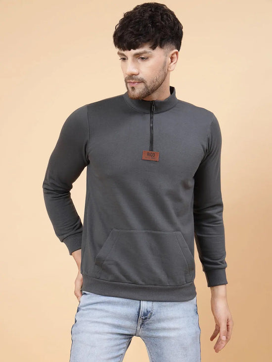 Rigo Zip-Up Neck Fleece Sweatshirt-SW09211100-L