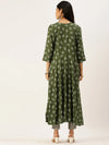 Women's Green Printed A-Line Kurtas-HO-421-Green