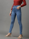 Women's Blue Solid Skinny Fit Denim Jeans-GZ-5282-Blue