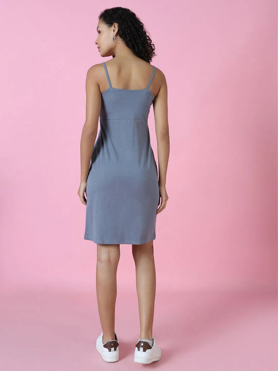 Women Grey Solid Bodycon Dress-AE-515-Grey