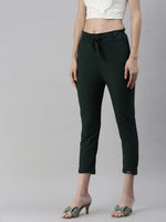 Women's Olive Solid Trouser-AN-6272-Olive