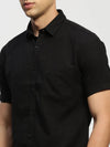 Men Black Solid Shirt-BRION-1807-Black