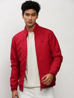 Men Red Solid Casual Bomber Jackets-ZD-3300-Red