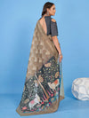 Saree Mall Women's Linen Blend Beige Printed Designer Saree With Blouse Piece-SUMER107