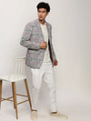 Men White Printed Casual Blazers-SOBLZ-080-11-White