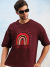 Dillinger Maroon Graphic Oversized Drop shoulder T-shirt