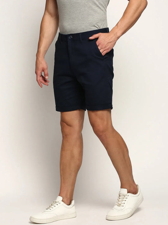 Men Navy Solid Shorts-ORBIT-3-Navyblue